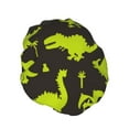 thumbnail image 2 of Easygdp Cute Cartoon Dinosaurs Shower Caps for Women, Double Waterproof Layers Shower Cap, Quick Drying Bath Hair Cap Reusable, 2 of 9