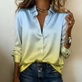 thumbnail image 5 of TaTaai Ladies Satin Blouse Long Sleeve Gradient Print Button Down Collar Silky Shirt Loose Fit Dressy Casual Top Gift, 5 of 5