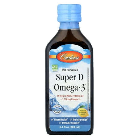 Carlson Wild Norwegian Super D Omega-3®, Natural Lemon, 6.7 fl oz (200 ml)