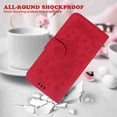 thumbnail image 3 of TECH CIRCLE Cases for Galaxy A32 5G Wallet Case Card Slot Flip Folio Cover Embossed Clover Flower PU Leather  Kickstand with Strap Compatible with Samsung Galaxy A32 5G, Red, 3 of 6