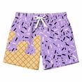 thumbnail image 5 of Toddler Boy Shorts Kids Ice Cream Print Soft Stretch Waist Summer Casual Breathable Shorts Light Purple 3-4 Years, 5 of 5