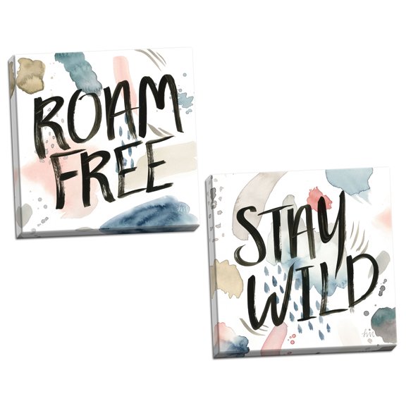 Gango Home Decor Contemporary April Showers Inspiration I & April Showers Inspiration II by Laura Marshall (Ready to Hang); Two 12x12in Hand-Stretched Canvases