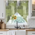 thumbnail image 4 of Sage Green Abstract Kitchen Window Curtains, Swag Curtains Valance for Bedroom Living Room Bathroom, Modern Mottled Art Oil Painting Rod Pocket Window Treatment Curtain Block Drapes 2 Panels 36"x36", 4 of 9