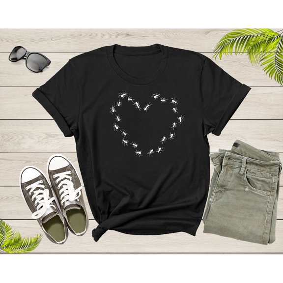 Fire Ant Themed Heart Print Graphic Lover Gift for Men Women T-Shirt Cool Ant Bug Termite Silhouette Graphic Design Print Boys Girls T-shirt