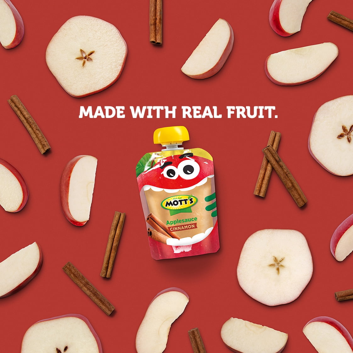 Mott's Cinnamon Applesauce, 3.2 oz, 48 Count Clear Pouches (4 Packs of 12)