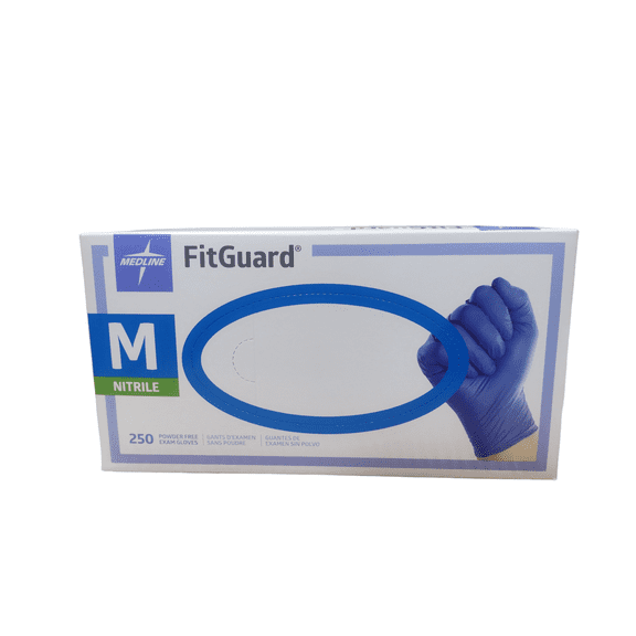 Medline FitGuard Nitrile Exam Gloves Medium- Box of 250