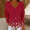 thumbnail image 4 of Craaazy Christmas Shirts for Women V Neck Long Sleeve Sweatshirt Christmas Print Pullover Tops Gifts, 4 of 6