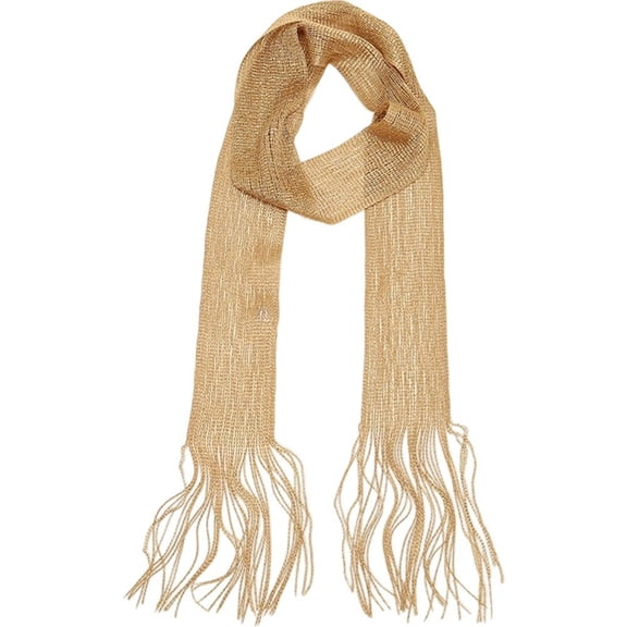 Jiibva Fashion Long Thin Scarf With Fringed Solid Color Neck Scarf Shimmering Narrow Scarf Elegant Accessory for Wedding Evening Party