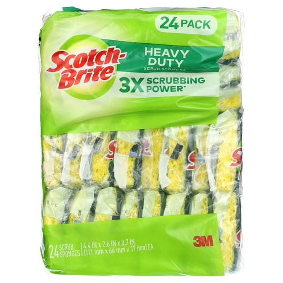 Scotch-Brite Scrub Sponges Heavy Duty Yellow 24 Count