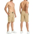 thumbnail image 5 of Xidunhg Men's Stretch Shorts Casual Classic Summer Beach Shorts Drawstring With Zipper Pocket Khaki 40, 5 of 7