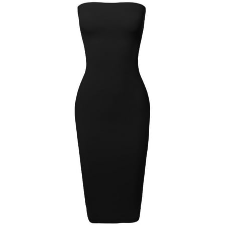 FashionOutfit Women's Sexy Scuba Crepe Tube Top Body-Con Midi Dress in Various