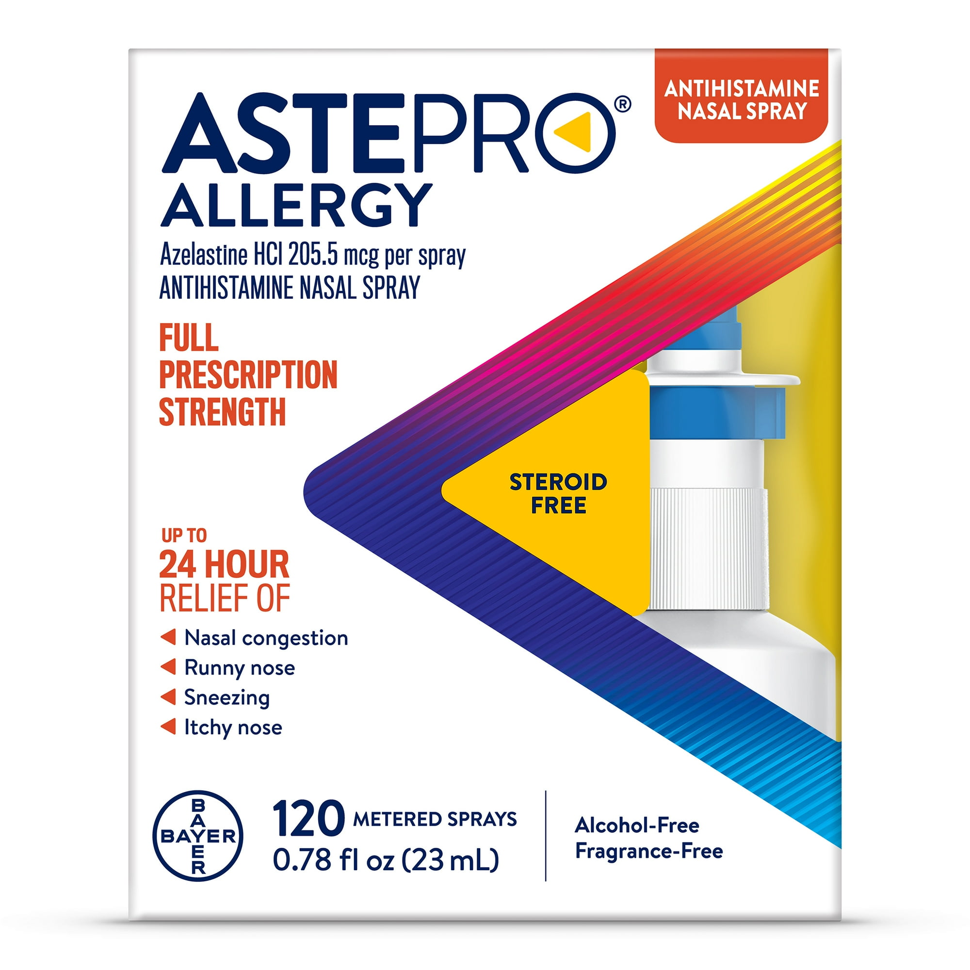 Astepro Allergy Medicine, Steroid Free Azelastine Nasal Spray Antihistamine, 120 Metered Sprays
