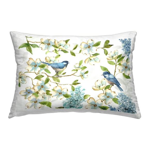 Stupell Industries Dogwood & Bluebirds Decorative Printed Throw Pillow Design by Nan.