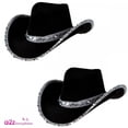 thumbnail image 3 of Adult Ladies Black Sequin Texan Cowboy Hats 2 PACK : Wild West Cowgirl Hen Do Night Fancy Dress Accessory, 3 of 3