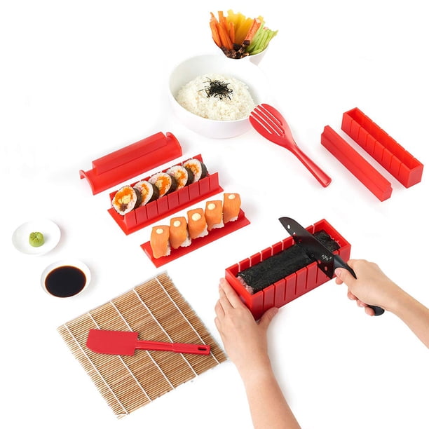 El secreto del chef para hacer sushi en casa: kit japonés divertido y fácil, juego de sushi de plástico para una preparación rápida, herramienta para hacer sushi, molde para sushi, material sin BPA,