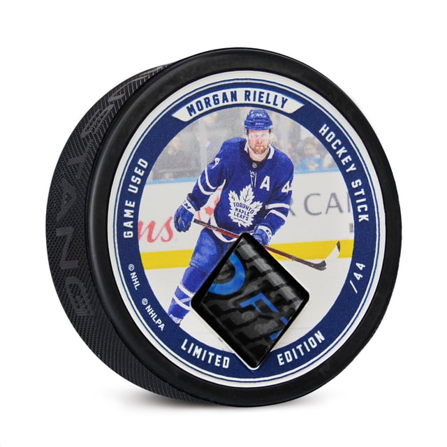 Morgan Rielly Jeu Authentique Bâton de Hockey Utilisé Rondelle de Collection #/44