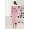 thumbnail image 3 of HEARTNICE Womens Hooded Robe, Soft Fluffy Fleece Long Warm Bathrobes Plush Loungewear,(Light Pink,2XL-3XL), 3 of 5