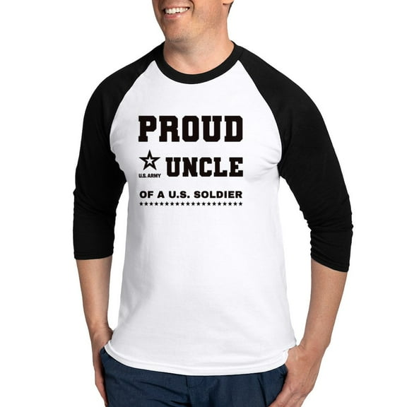 CafePress - Proud Uncle Of A Soldier Black Baseball Jersey - Cotton Baseball Jersey, 3/4 Raglan Sleeve Shirt
