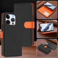 thumbnail image 7 of For iPhone 12 Pro Max RFID Blocking Protective Purse 2-in-1 Detachable Bicolor Wallet Case Magnetic Flip Cover Multi-Card Slots Pocket With Wrist Strap Phone Case,Black,For iPhone 12 Pro Max, 7 of 7