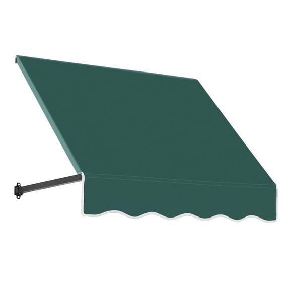 Awntech 3.38 Ft Dallas Retro Straight Slope Fixed Awning with Anodized Arms (40.5in x 24in x 48in), Forest
