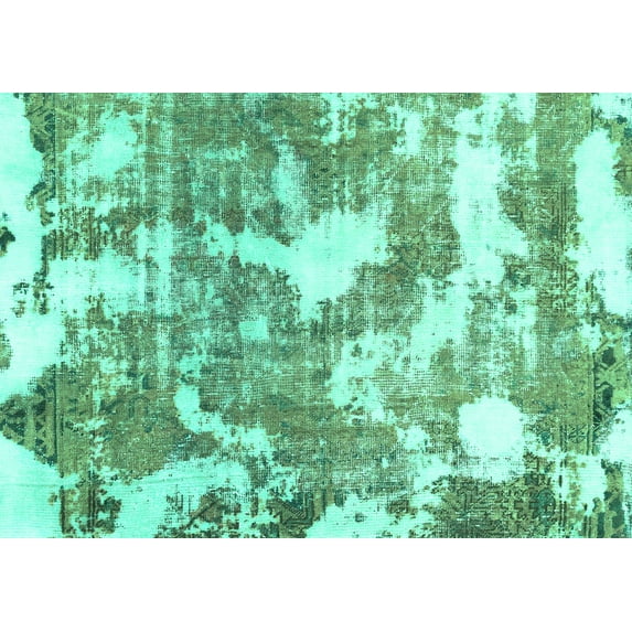 Ahgly Company Machine Washable Indoor Rectangle Abstract Turquoise Blue Modern Area Rugs, 2' x 5'