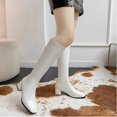 thumbnail image 6 of Eltusu Women Mid Calf Boots, Casual Non-Slip Low Heel Waterproof Riding Boots White Size 5.5, 6 of 9