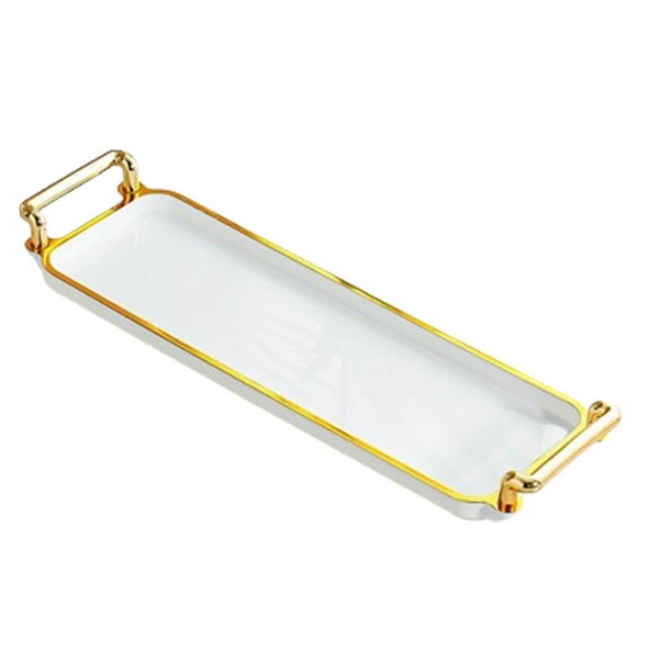 Bandeja para servir plato de fruta, bandeja decorativa con borde dorado, decoración de mesa de centro, bandeja para centro de mesa de sala de estar