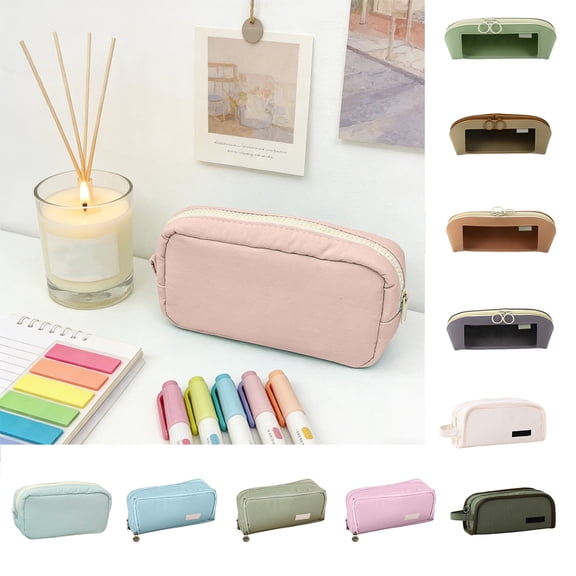 Yeciiwht Canvas Pencil Case - Large Capacity Stationery Organizer Pouch with Zipper Pencil Cases for School, Classroom, Office