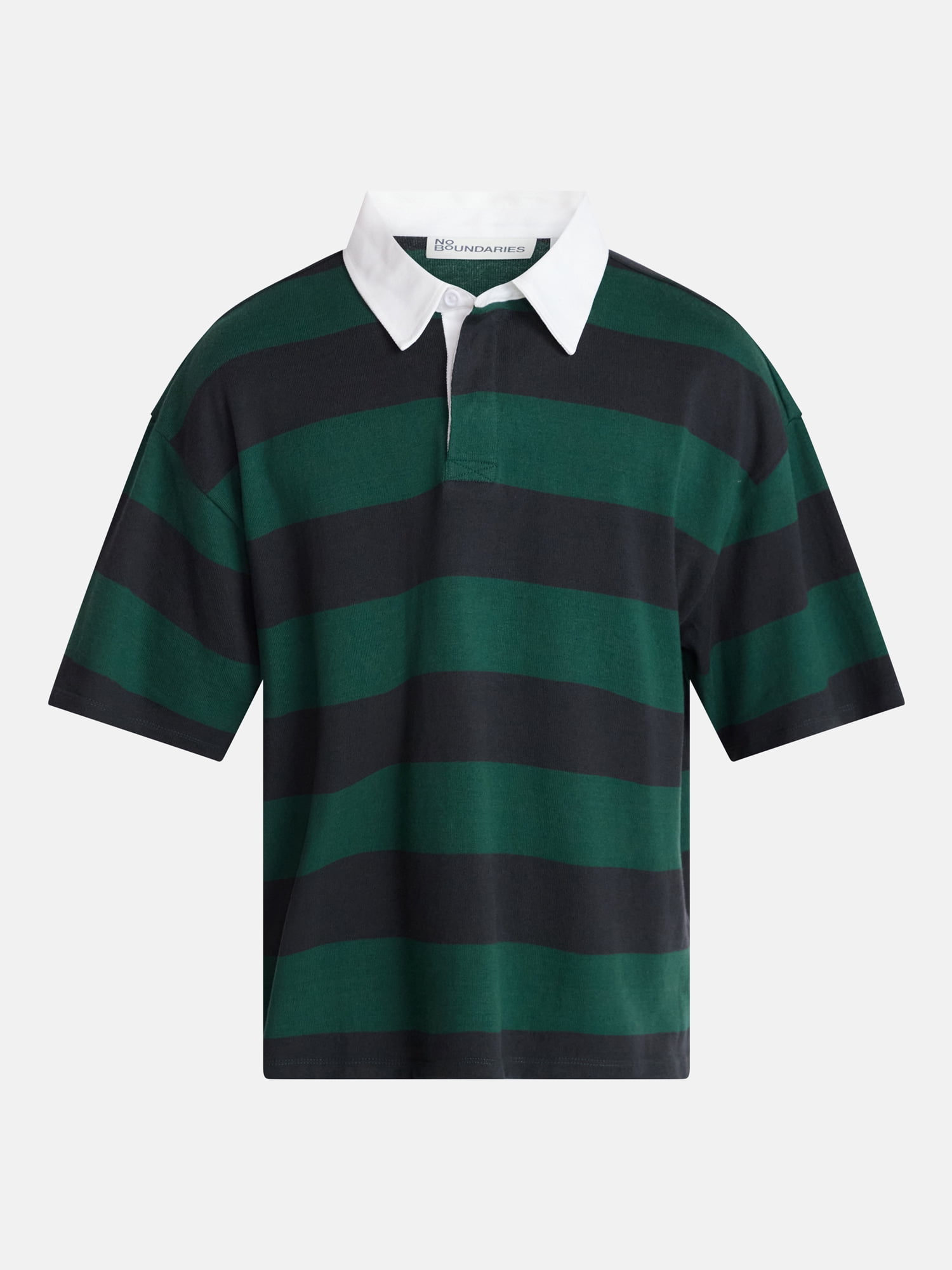No Boundaries Striped Rugby Shirt with Short Sleeves, Men's XS-5XL