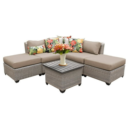 White Wicker Bedroom Furniture Australia TK Classics Florence Wicker 6 Piece Patio Conversation Set with 2 Sets of Cushion Covers ()