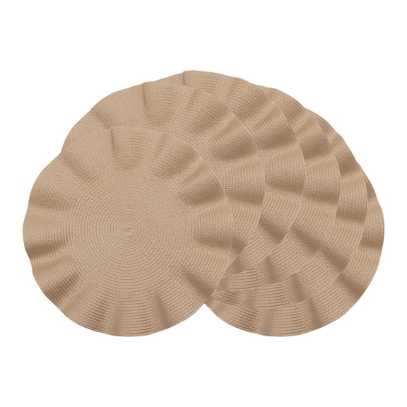 Unique Bargains Set of 6 Washable Farmhouse Placemats Indoor Champagne