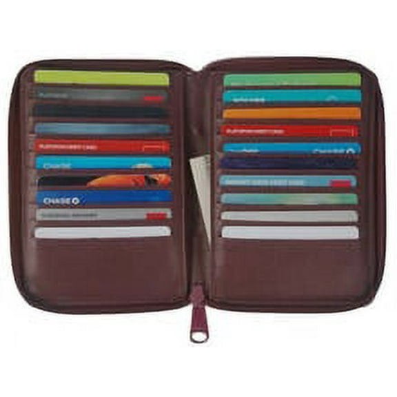 Texan Bull Genuine Leather Zippered Credit Card Wallet Organizer for Womens