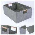 thumbnail image 2 of Unique Bargains Foldable Storage Basket with Wood Handles Gray 13.4*9.1*5.9, 2 of 6