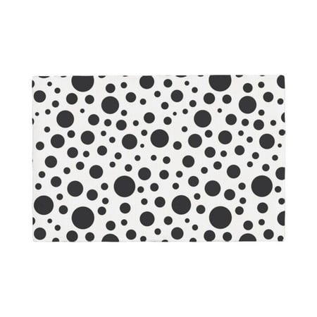 

Table Placemats Set of 6 - Abstract black Polka dots 12x18 In Faux Linen Double Heat Resistant Place Mats Cloth Indoor/Outdoor Placemats Washable Table Mats for Dining Kitchen Party