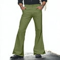 thumbnail image 2 of oqasdz Men's Pants Flared Leg Vintage Trousers Solid Color Wide Leg Disco Dance Performance Snug Trousers, 2 of 5