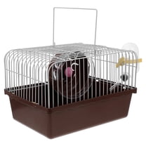 OFFIGAM Portable Hamster Travel Carrier Cage Brown with Water Bottle Holder for Small Pets