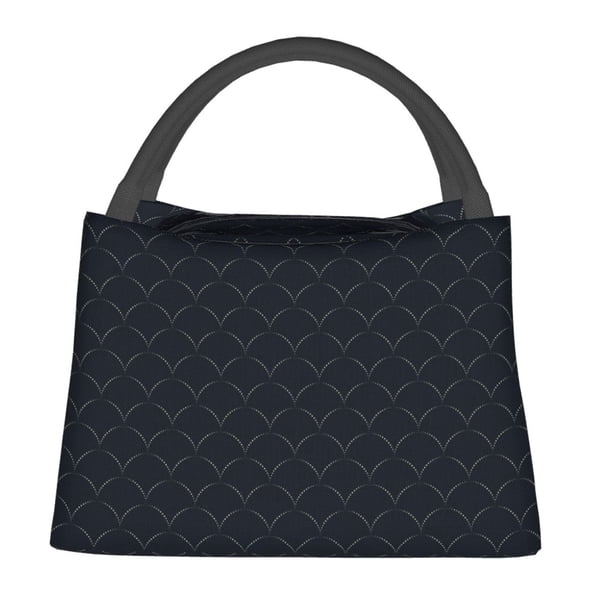 Fotbe Black Fish scales Bolsa Térmica Portátil con Estampado, Bolsa de Entrega de Alimentos Aislada, Bolsa Reutilizable de Gran Capacidad para Comidas y Supermercado