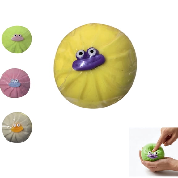 Cute Taba Squishies Fidget Toys for Teens & Adults - Giant Stress Ball with Big Eyes & Sausage Lips, Funny Prank Gifts, Party Supplies, Game Prizes-Yellow(1pc)