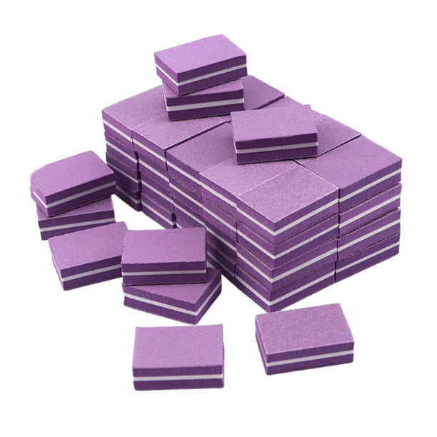 Minnieouse Mini limas de lijado para manicura, 50 piezas, esponja colorida para decoración de uñas, pulidor, papel de lija, herramientas para el Arte de uñas Púrpura