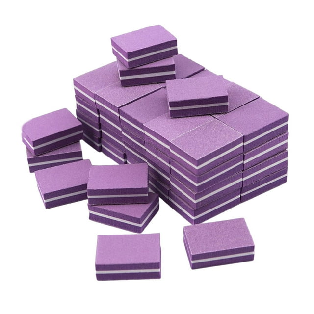 50 Pcs Mini Blocs de Ponçage Pédicure Double Face Manucure Art des Ongles Bandes Tampon Outils de Papier de Verre Violet