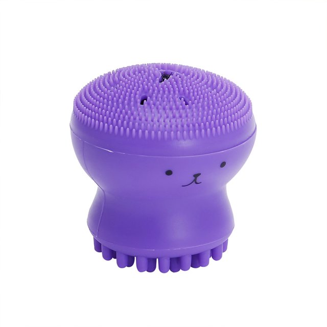Jumpingount Cepillos para de cara, masaje de limpieza de pulpo, producto para el cuidado de la piel, exfoliante, exfoliante lavable para Desmaquilladores Violeta