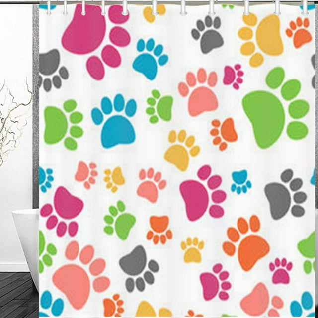 Cortina de Ducha ABPHQTO Pata colorida Animales Separados 150x180 cm