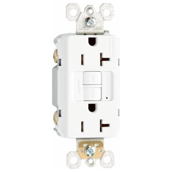Legrand 2097WCCD12 Pass & Seymour GFCI Outlet, Heavy Duty, 20A, White - Quantity 1