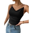 thumbnail image 3 of Women'S Silk Satin Camisole Cowl Neck Tank Top Silky Basic Tank Shirt Black S, 3 of 9