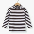 thumbnail image 5 of Miluxas Girl's Lightweight Cotton Sweatshirt Striped Long Sleeve Casual Pullover Turtleneck Shirts Tops Coffee 2-3Years, 5 of 5