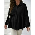 thumbnail image 2 of Women'S Long Sleeve Stand Collar Shirt 2025 Autumn and Winter Waist Shirt Loose Maternity Tops Casual Tops Black XL, 2 of 6