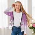 thumbnail image 4 of Psesaysky Boys Girls Fleece Hoodies Cute Snowman Purple Zipper Hoodie Casual Hooded Sweatshirts with Pocket Winter Coat Jacket for Age 6-7 Kids, 4 of 7