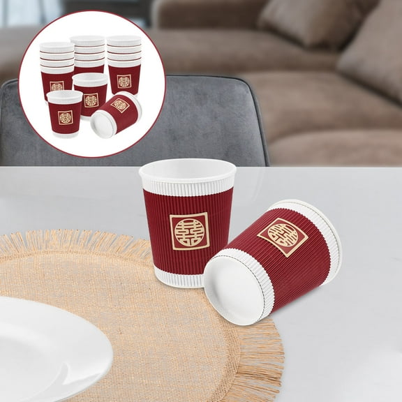 CIMAXIC Paper Beverage Cups Red Paper Cups 20Pcs