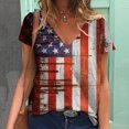 thumbnail image 2 of OAVQHLG3B Summer Tops for Women 4th of July Outfits for Women Patriotic ShirtsFashion Women Short Sleeve V-Neck Flag Printed Casual T-shirt Tops Blouse, 2 of 5