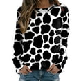 thumbnail image 2 of Womens Spring Sweatshirts Casual Oversized Fashion Tops Cow Print Long Sleeve Crewneck Basic Y2K 2026 Pullover, 2 of 4